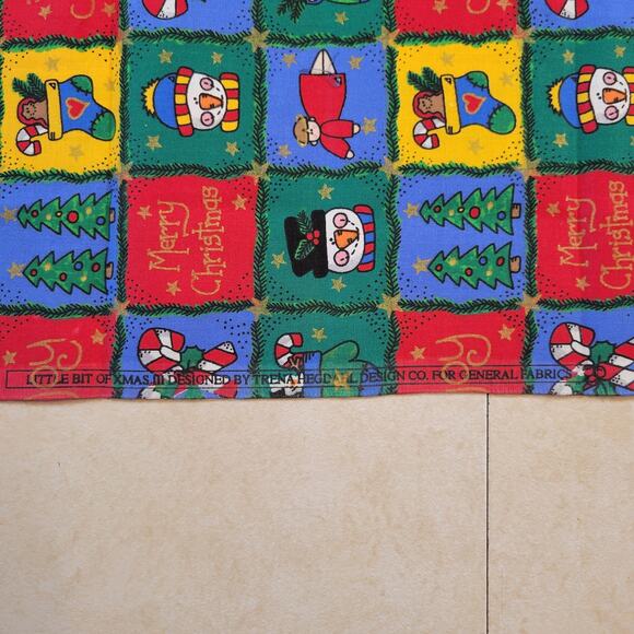 Cotton Fabric Christmas Squares Snowman Tree Candy Cane Joy 18 x 44” Holiday - Picture 9 of 14